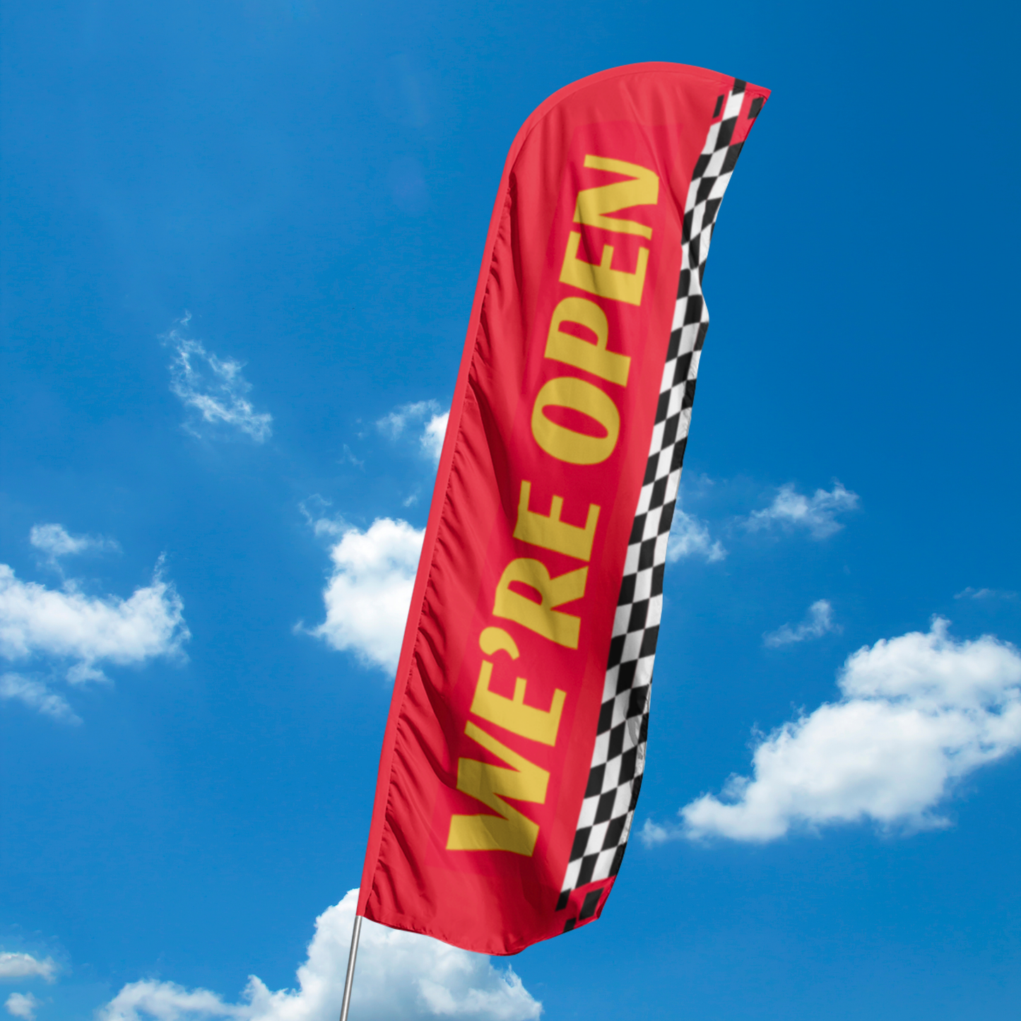 We're Open - Blade Flag Red & Yellow - 13 Ft.