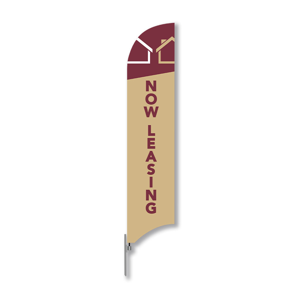 Now leasing garnet and gold blade flag