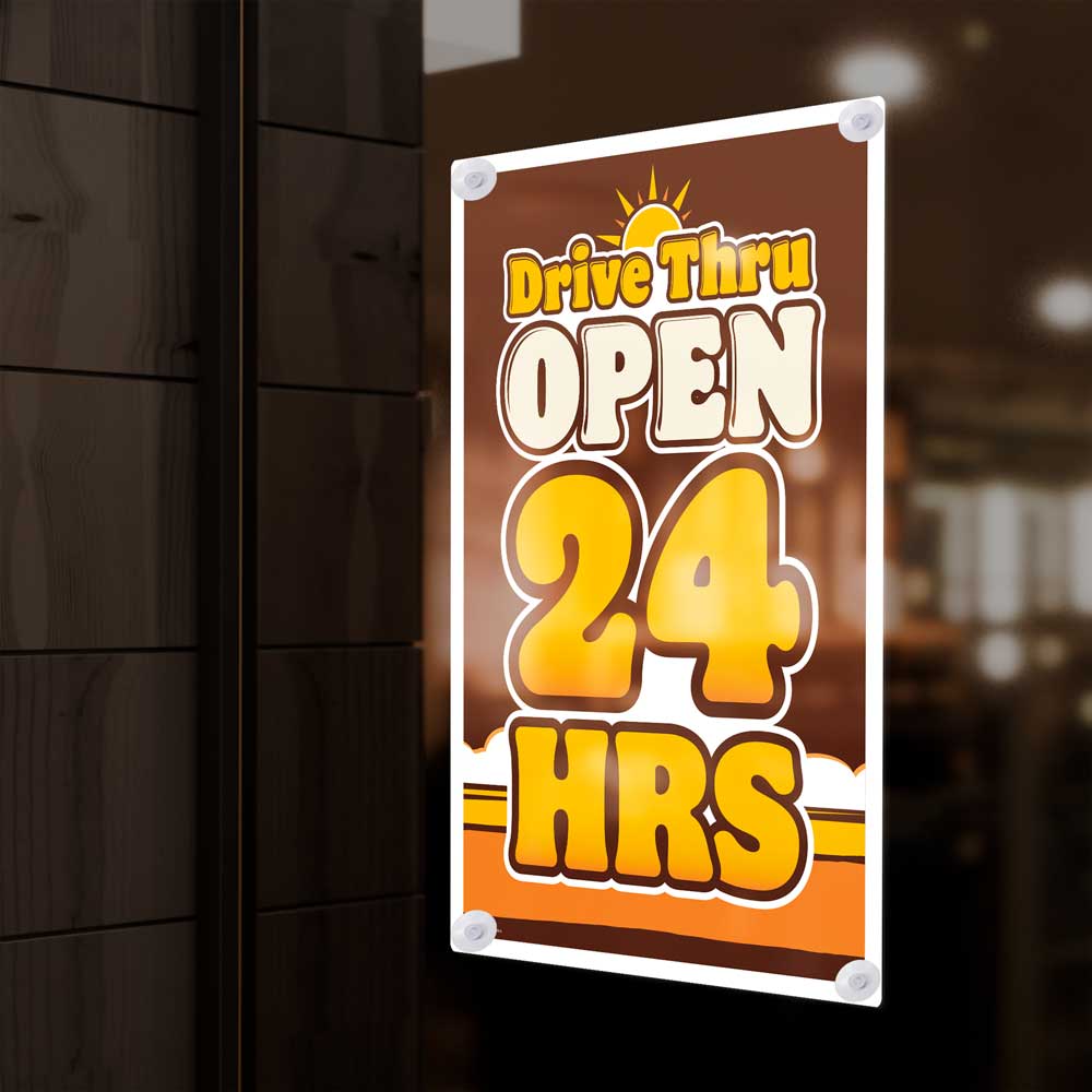 Drive Thru Open 24 Hours - Window Poster - 29 In. X 42 In.