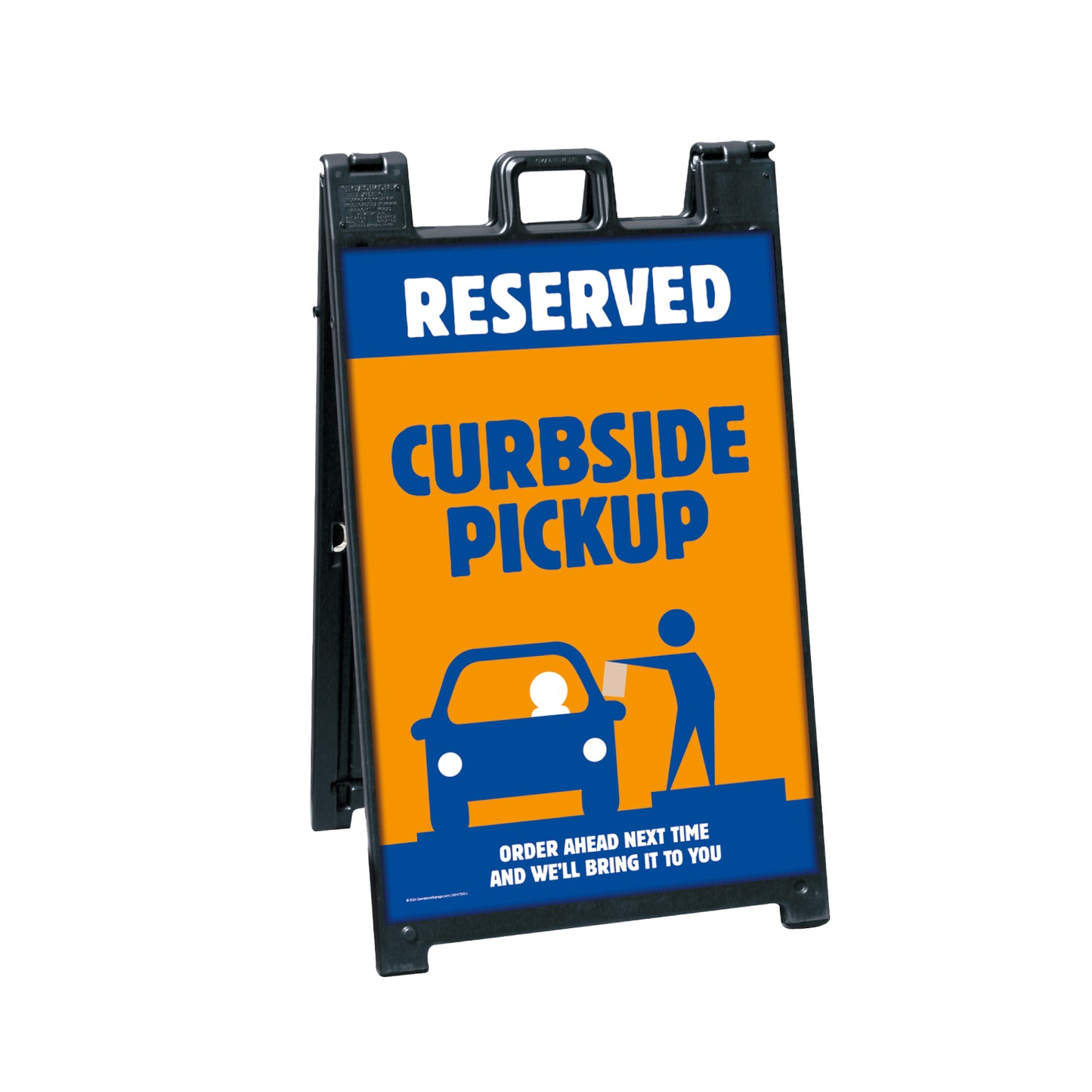 Orange and blue curbside pick up order ahead next time a frame insert