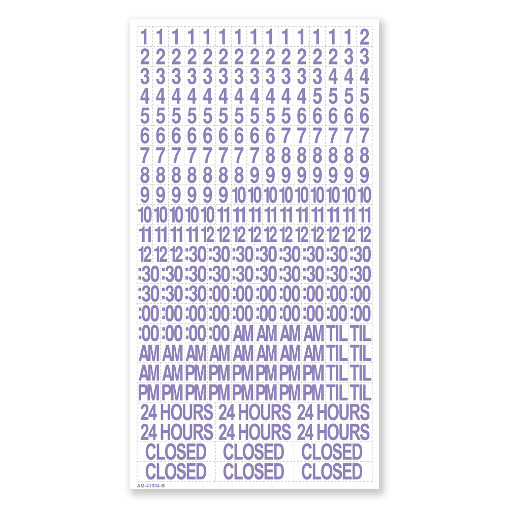 Hours of Operation Decal Snipes - 1/2 In. White Font