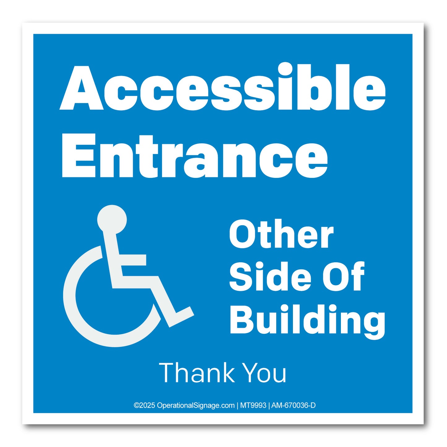 Accessible Entrance, Handicap - Decal - 4.5 In. X 4.5 In.