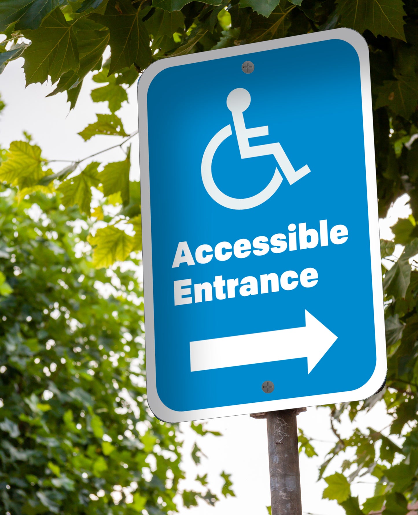 Accessible Entrance, Right Arrow - Sign - 12 In. X 18 In.