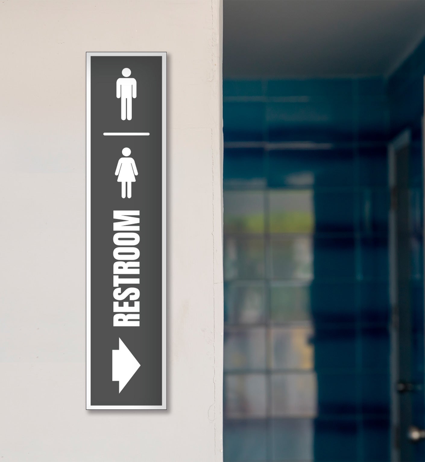 Men And Womens Restroom Right - Sign 8 In. X 36 In.