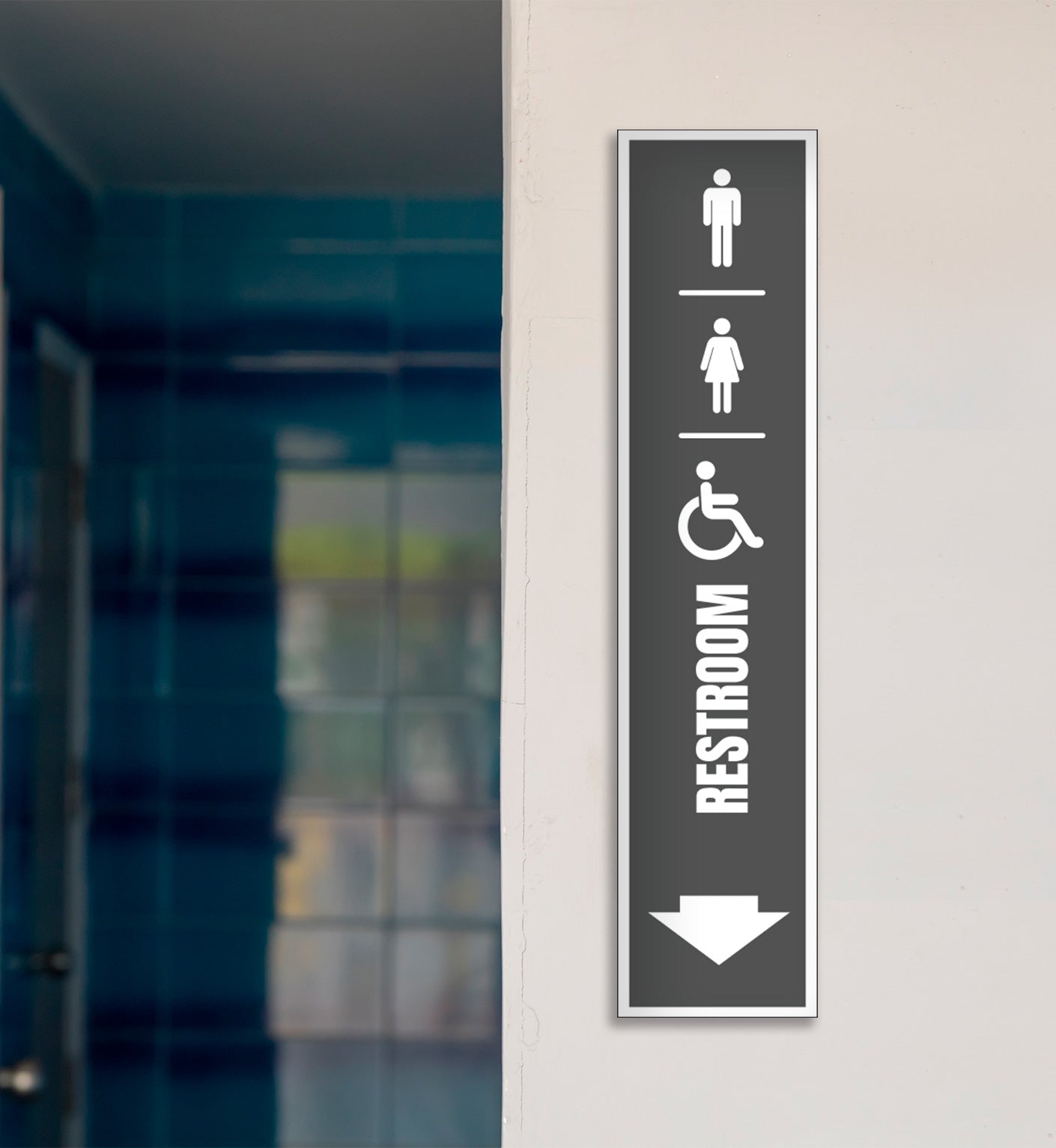 Men, Women & Handicap Restroom Down - Sign 8 In. X 36 In.