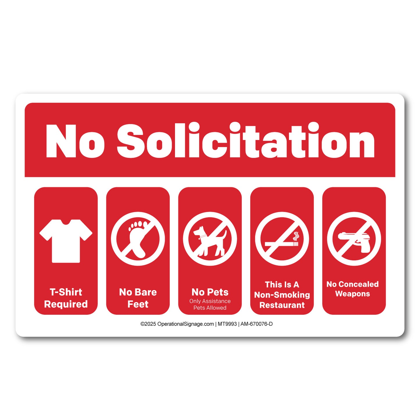 No Solicitation / Rules - Operational Decal 8 In. X 5 In.