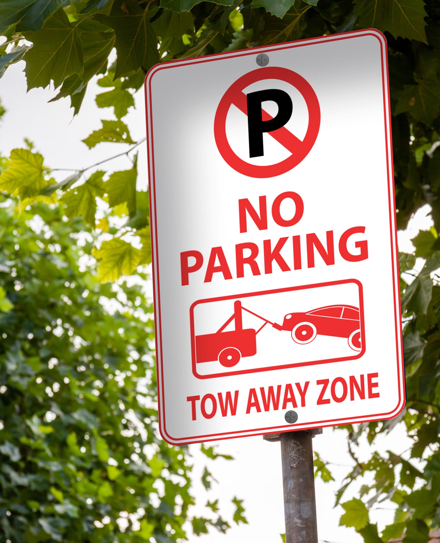 No Parking Anytime Tow Away Zone (Logos) - Sign 12 In. X 18 In.