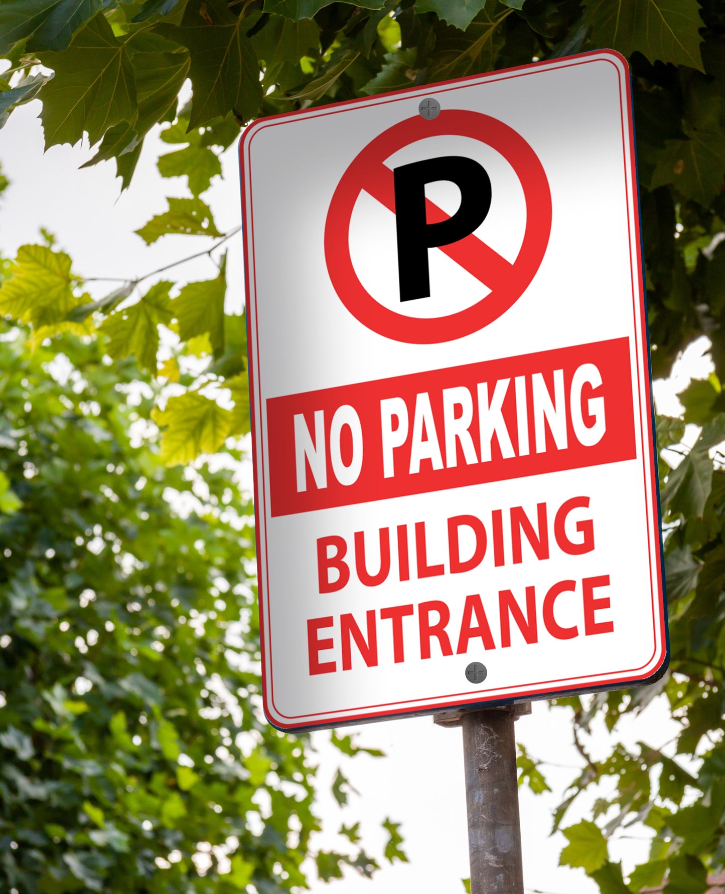 No Parking Building Entrance - Sign 12 In. X 18 In.