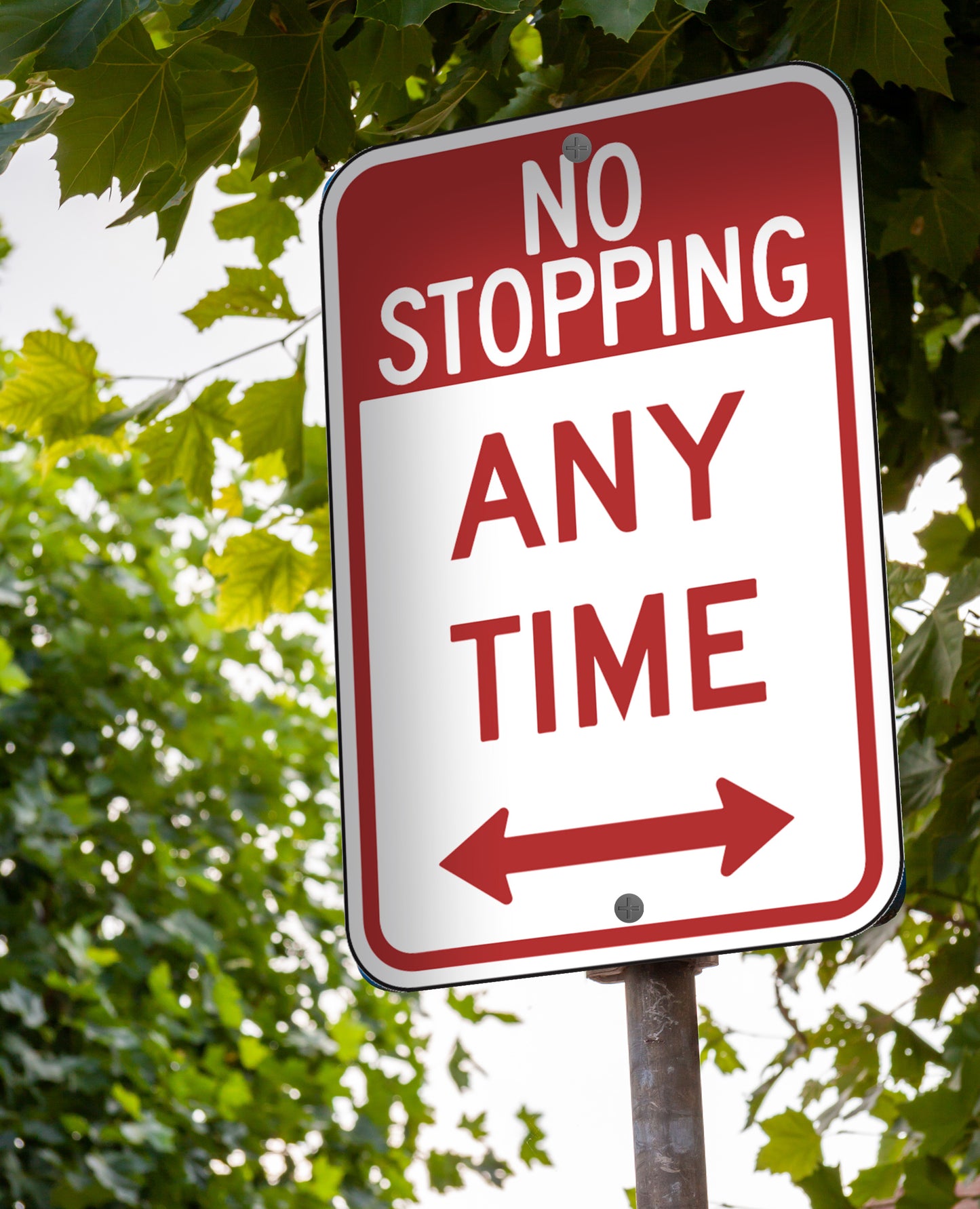 No Stopping Any Time Left And Right Arrows - Sign 12 In. X 18 In.