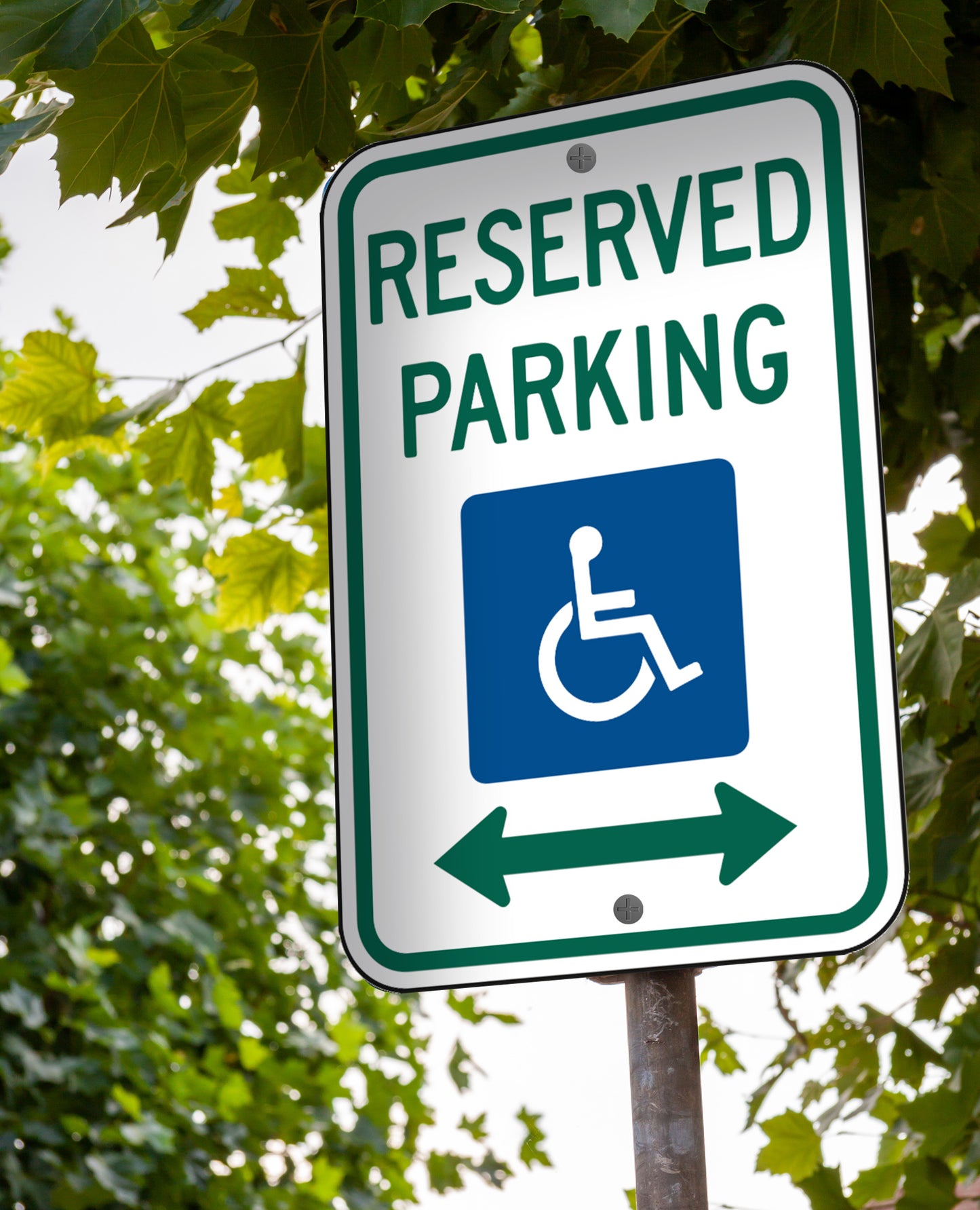 Reserved Parking Sign - Green (Handicap Left And Right Arrows) - Sign 12 In. X 18 In.