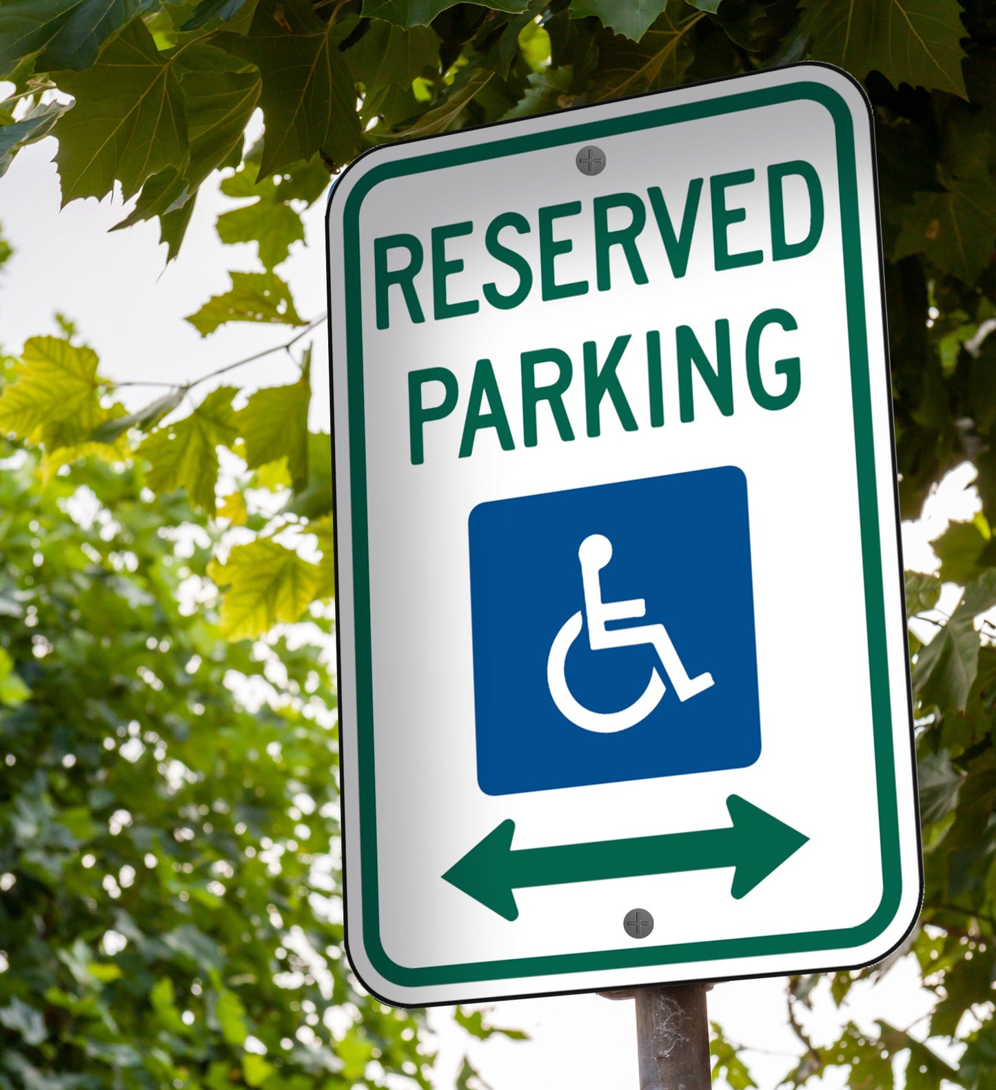 Reserved International Symbol of Access (ISA) Green Arrows - Sign 12 In. X 18 In.