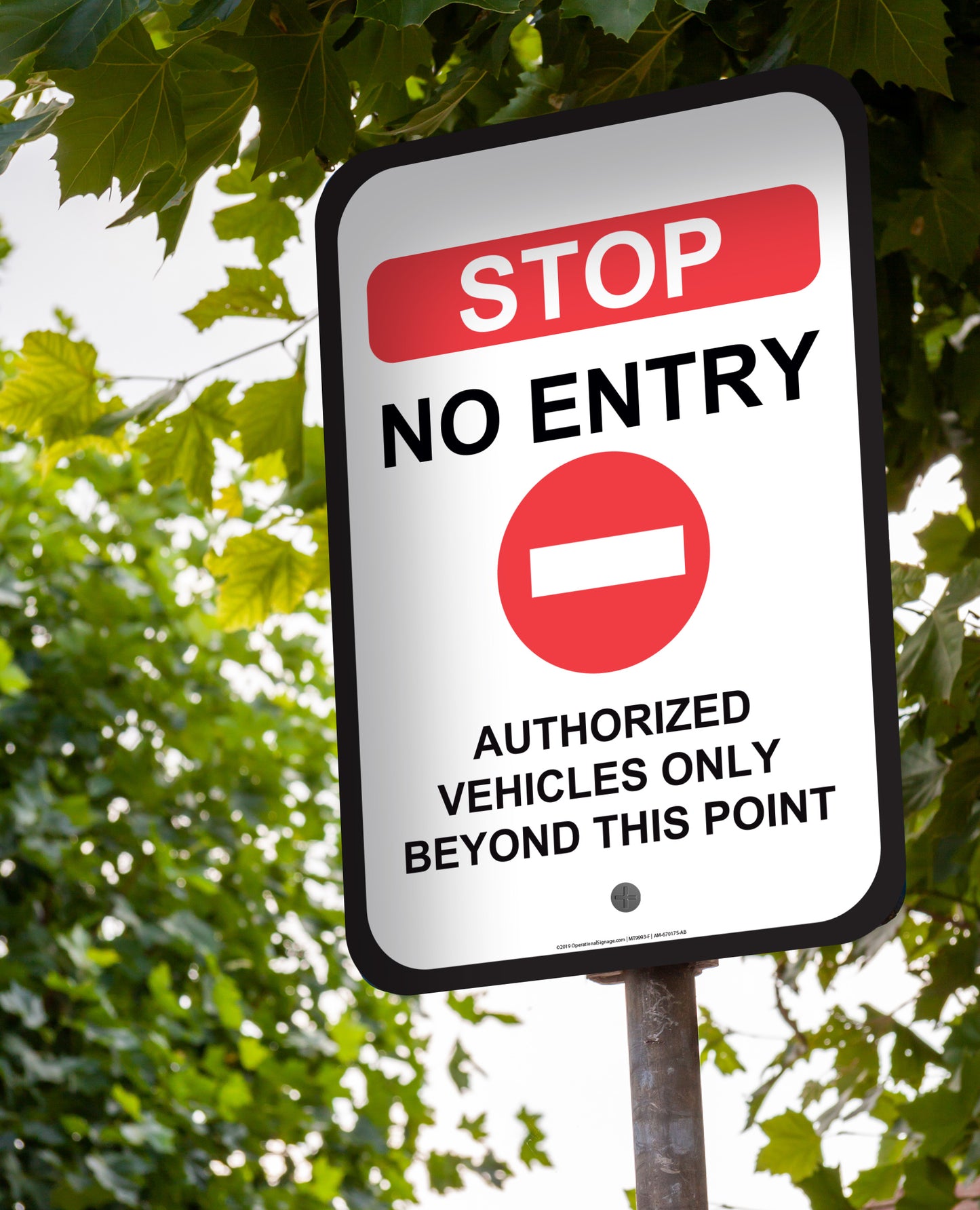 Stop No Entry Authorized Vehicles Only - Sign 12 In. X 18 In.