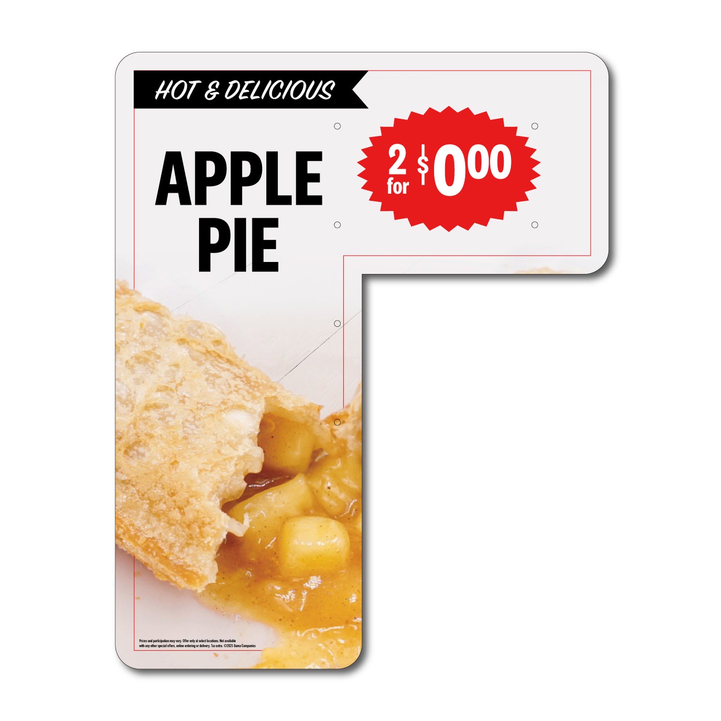 Apple Pie - 2 for $ - Drive Thru Speaker Sign - 20 in. x 25 in