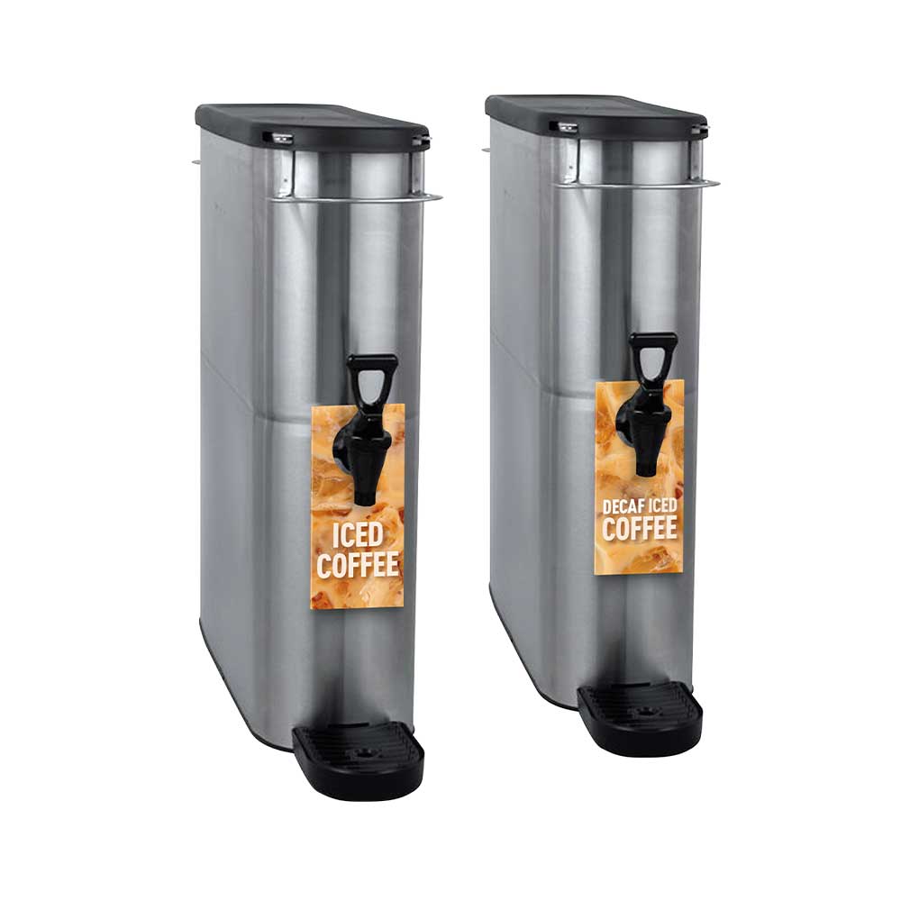 Canister hangers iced coffee and decaf iced coffee