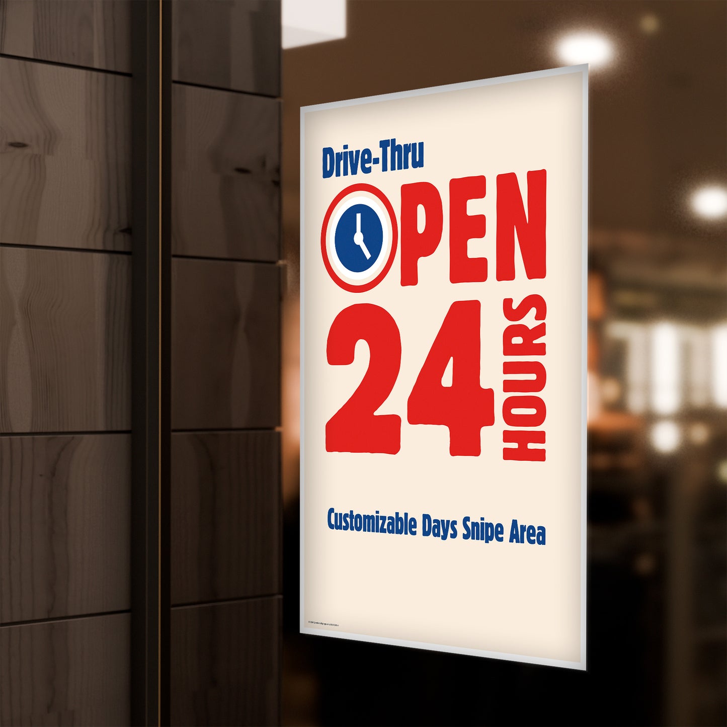 Drive Thru Open 24 HR's - Exterior Window Decal - 29 In. X 42 In.