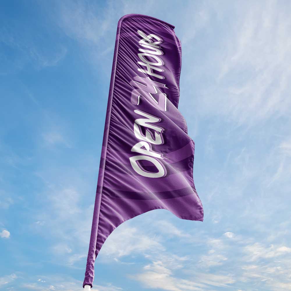 Open 24 Hours - Purple - Blade Flag 13 Ft.