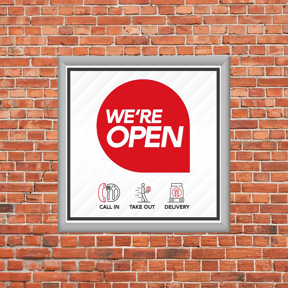 We're Open - Mini Billboard Insert - 4 Ft. X 4 Ft.
