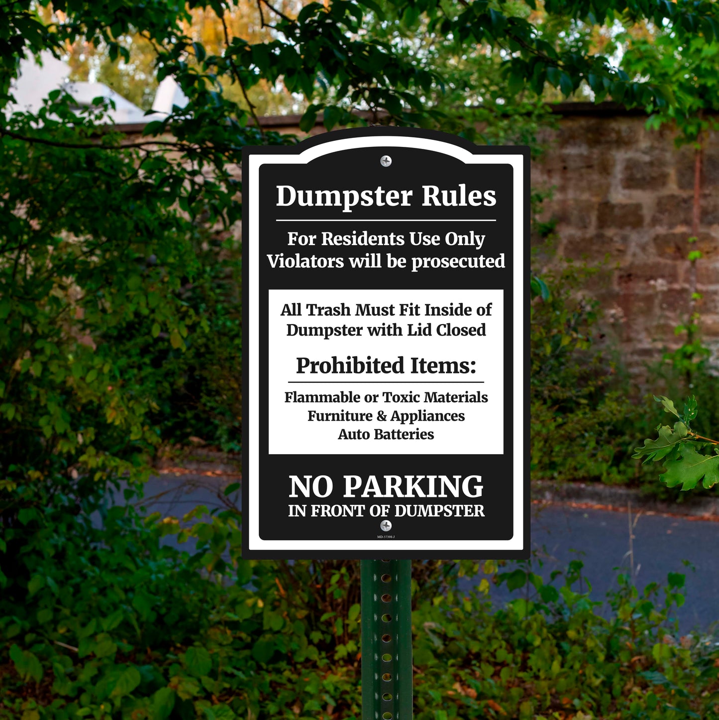 Dumpster Rules - Parking Sign - 12 In. X 18 In.