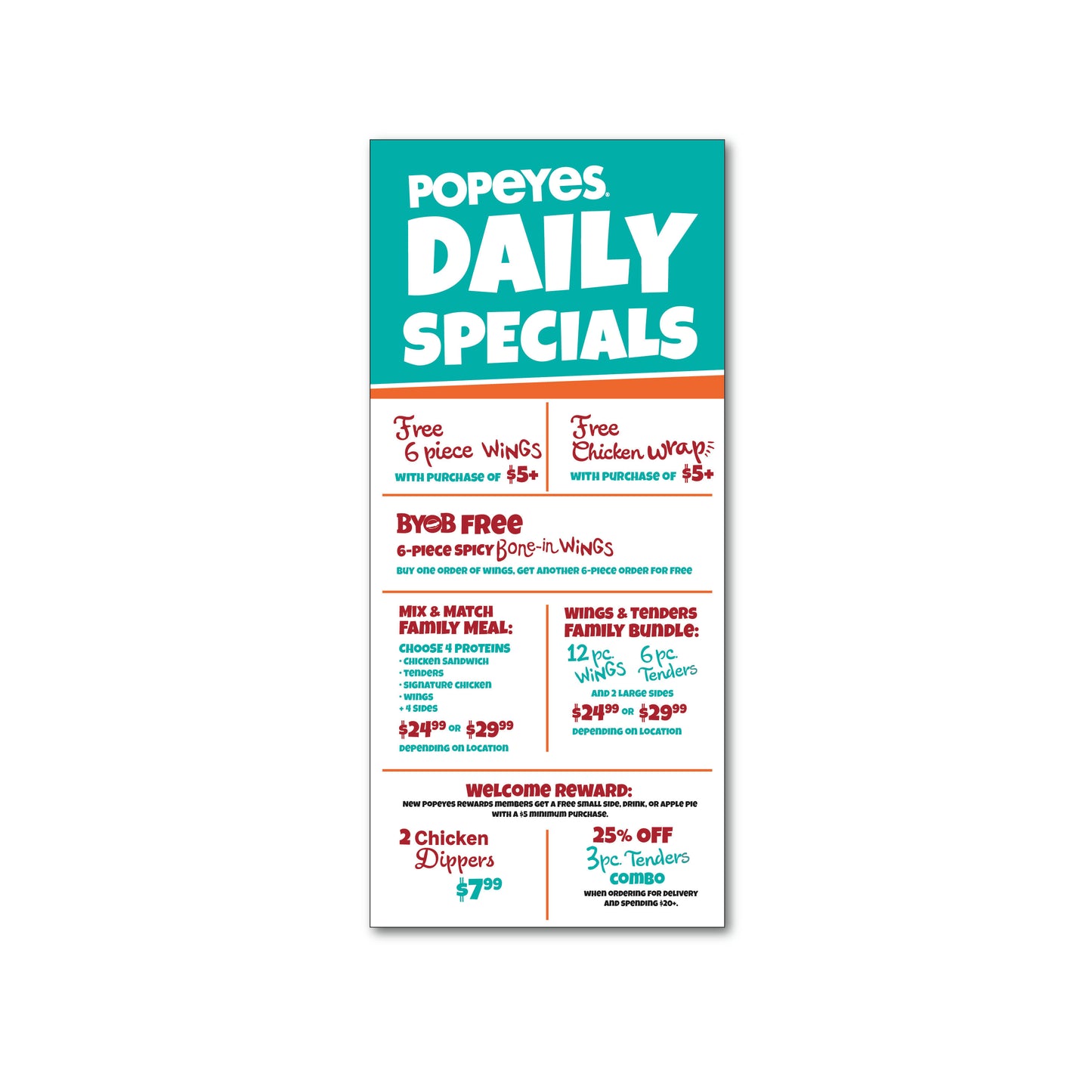 Daily Specials - Popeyes - Pylon Wrap - 18" x 40"
