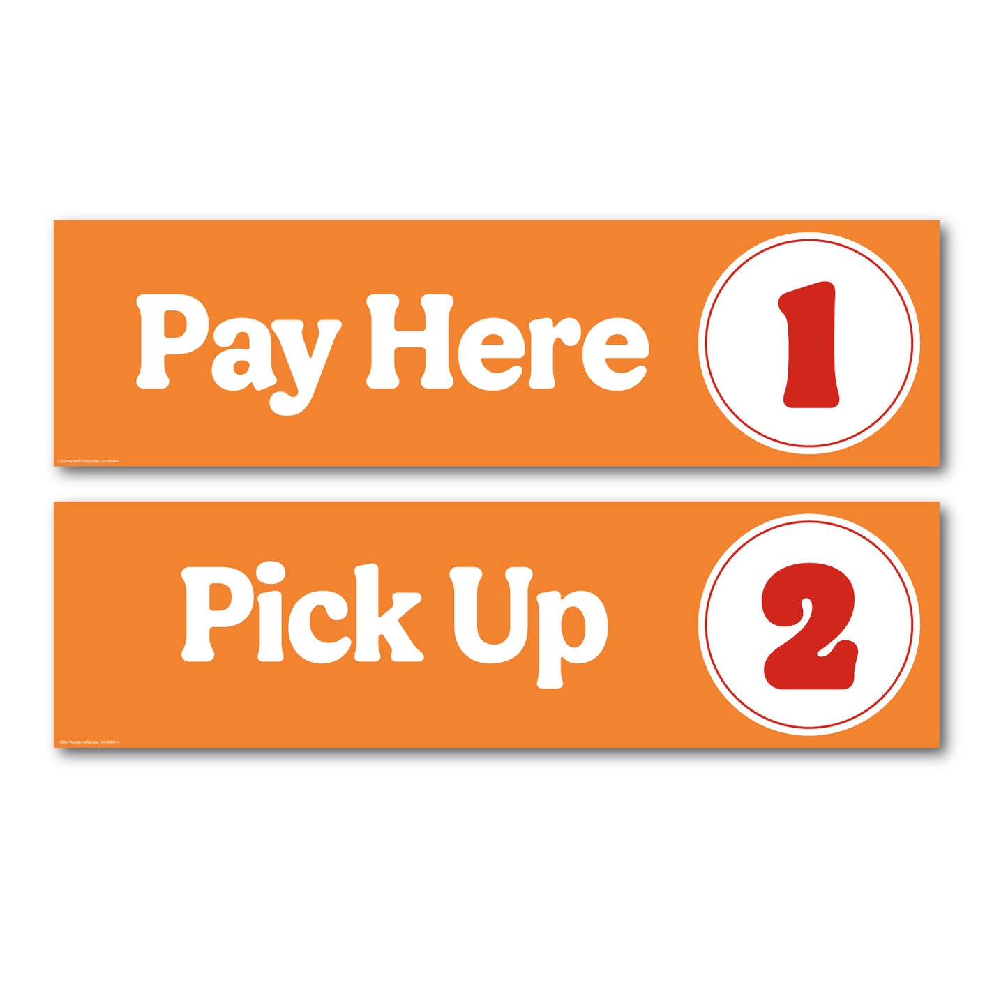 Pay and Pick-Up Window Signs 1 & 2 Set - Orange and Red