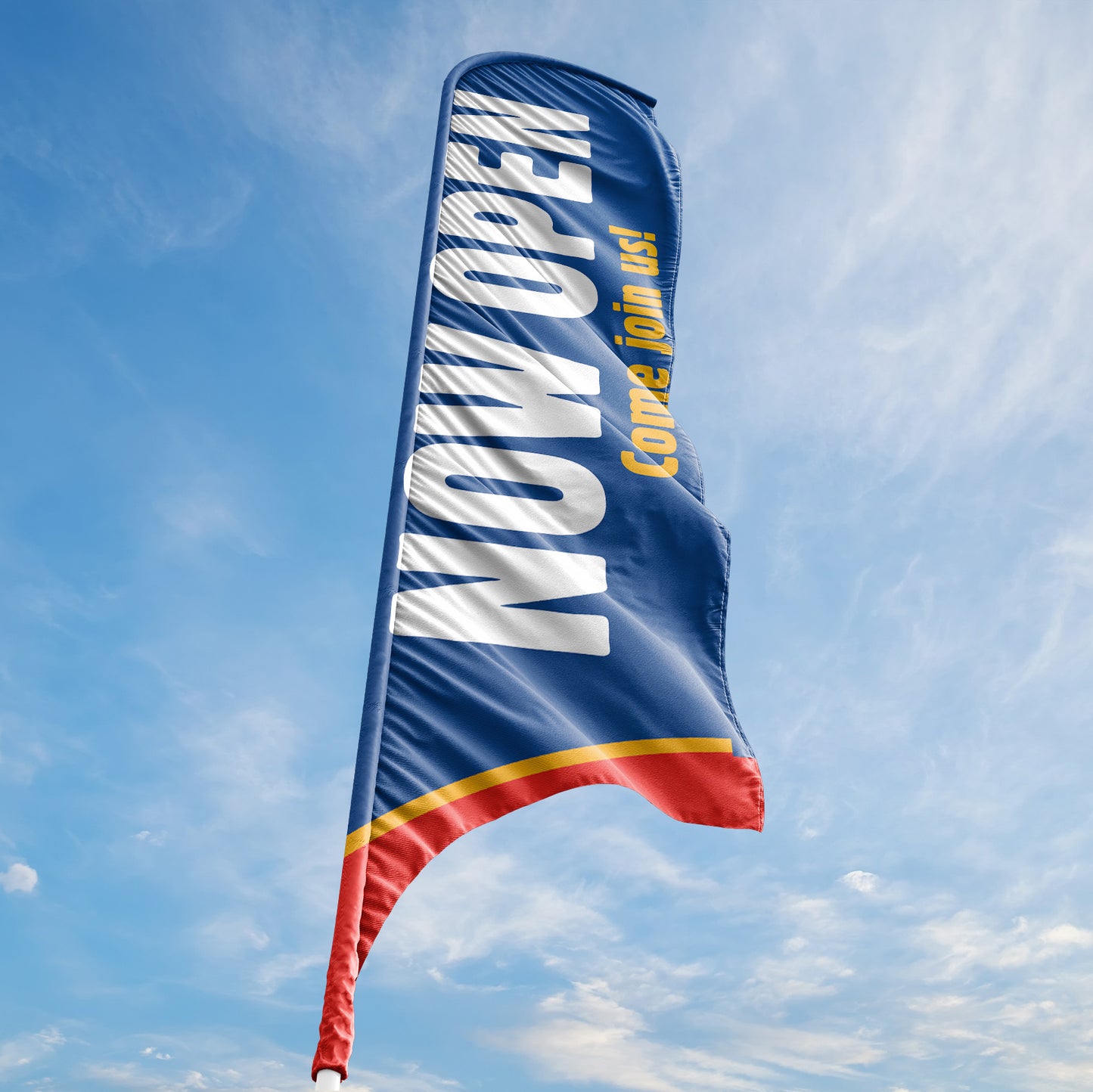 Now Open - Blade Flag w/Hardware - 13 FT.