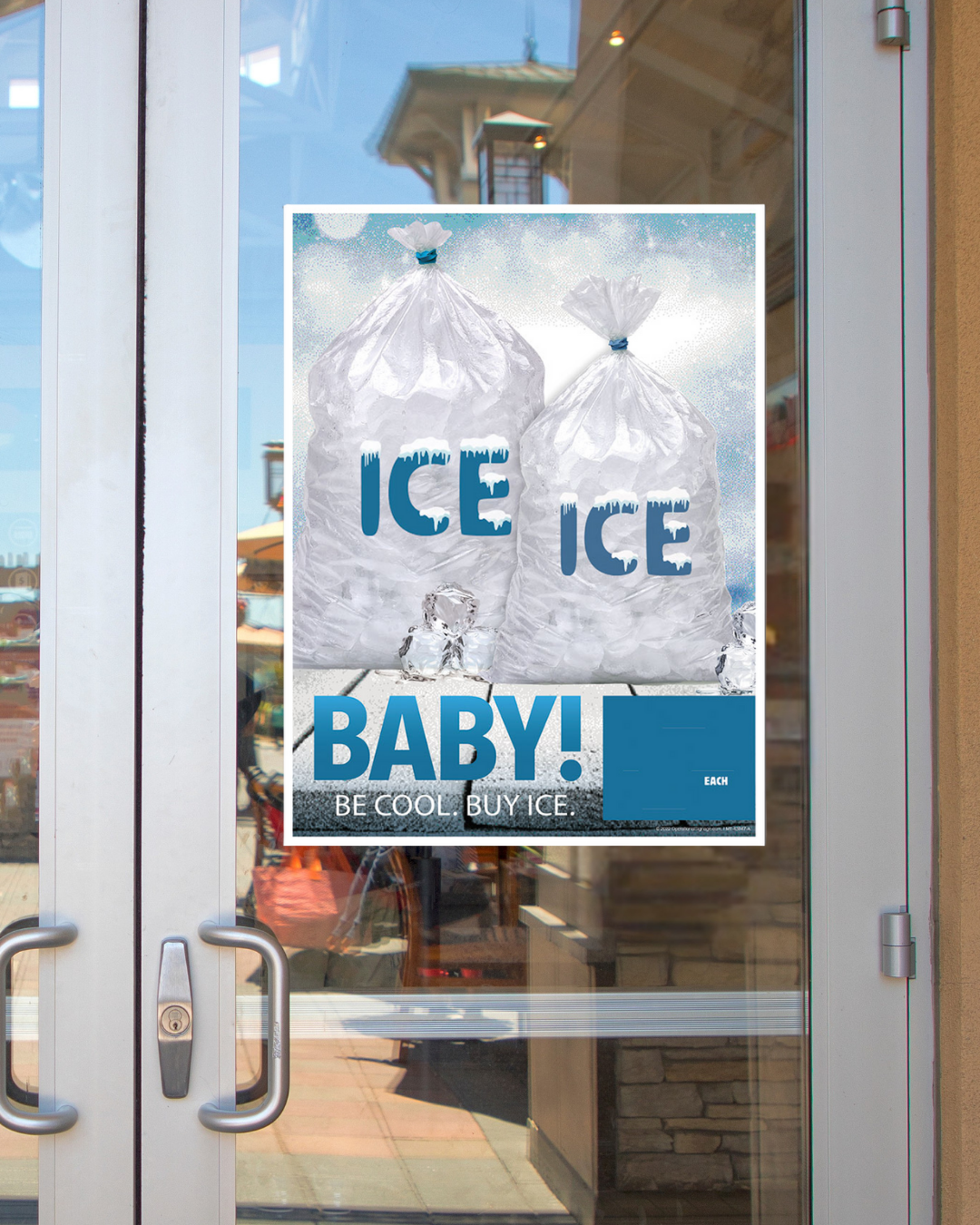 ice ice baby blue and white large decal on door