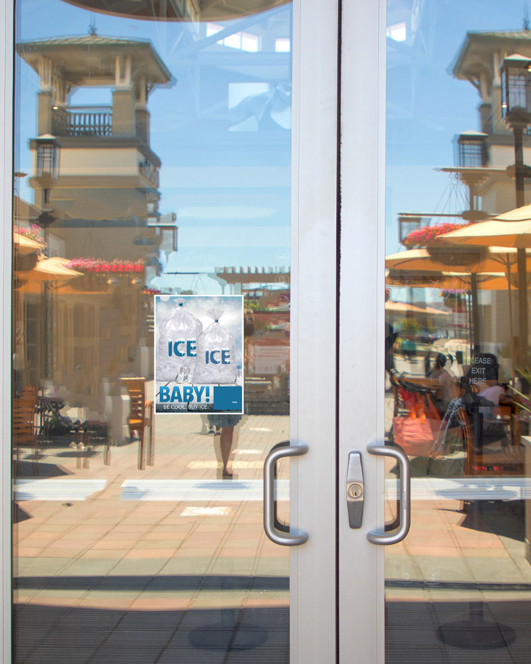 Bag of Ice with weight snipe - Exterior Door Decal - 8 In. x 10 In.