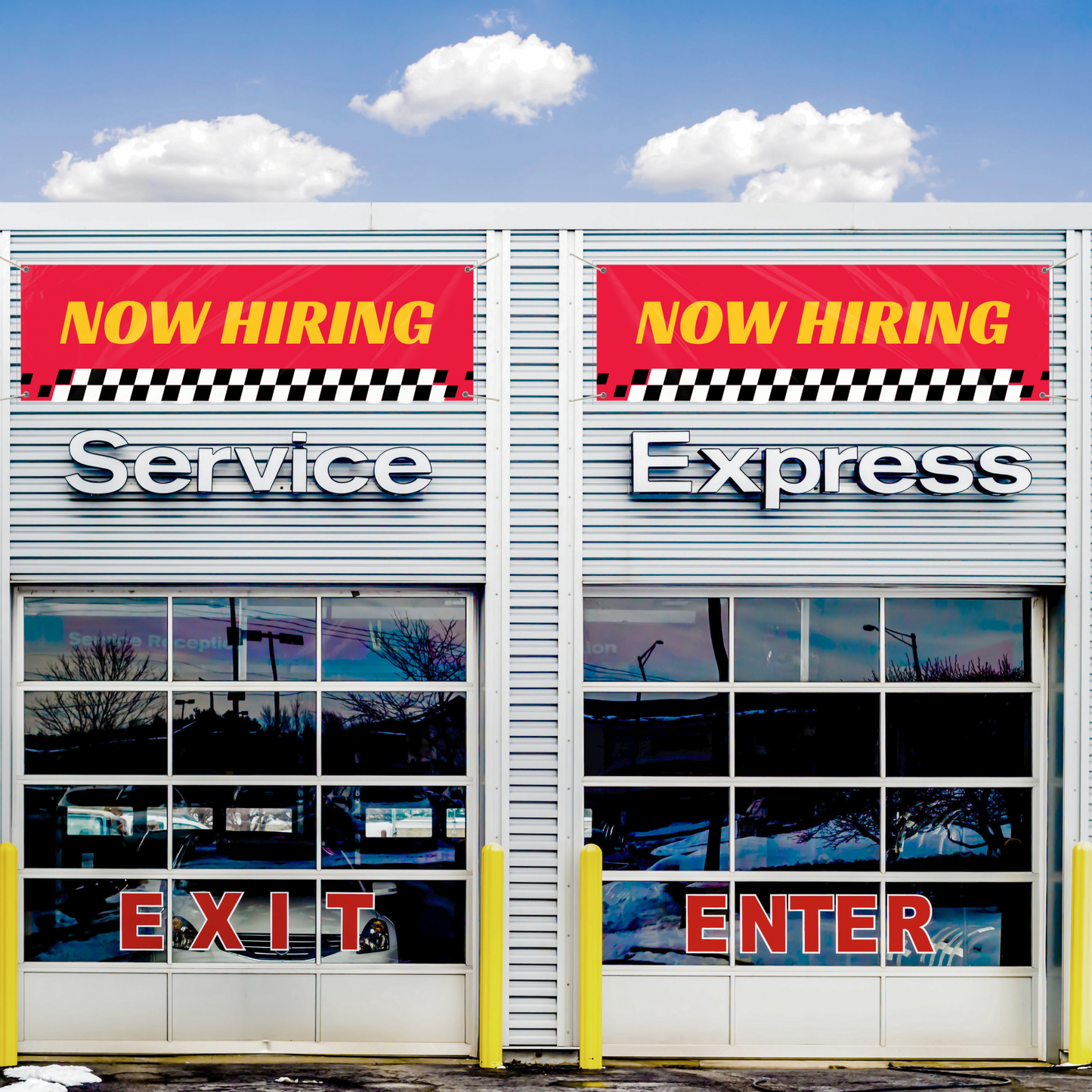 Now Hiring - Red & Yellow Banner - 3 ft. x 10 ft.