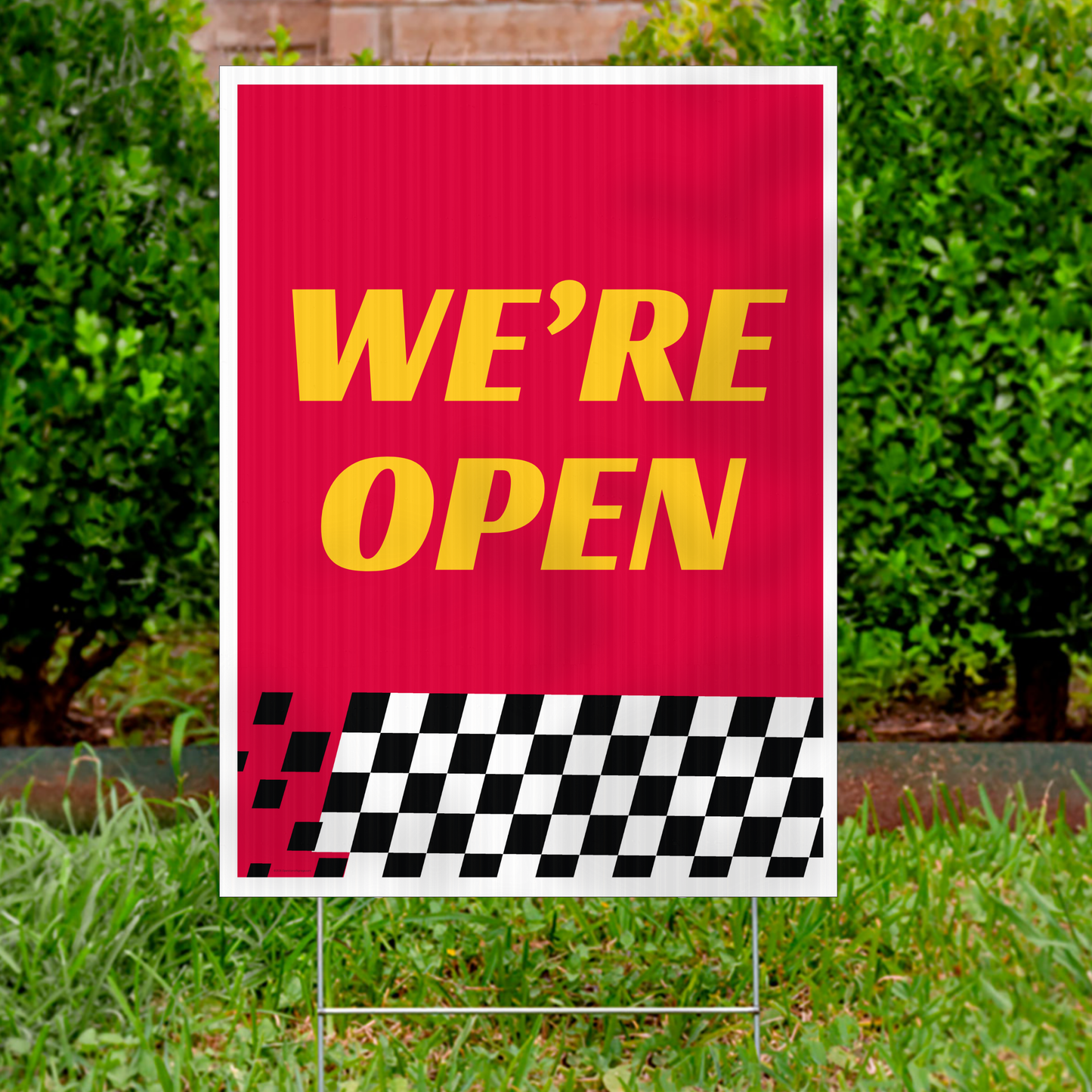 We're Open - Lawn Sign Red & Yellow - 18 in. x 24 in.