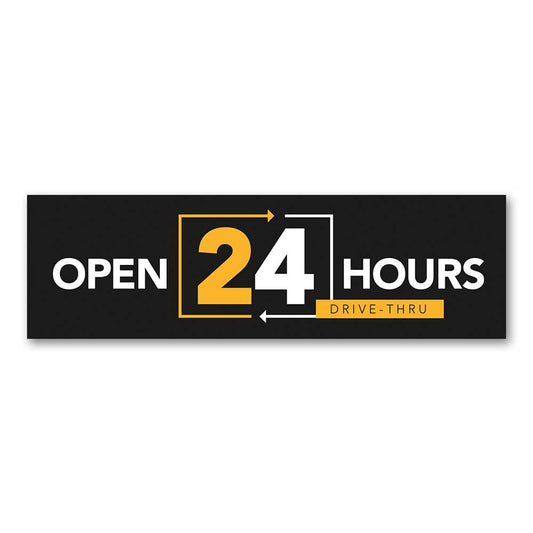 lack and yellow 24 hour drive thru banner design with white background