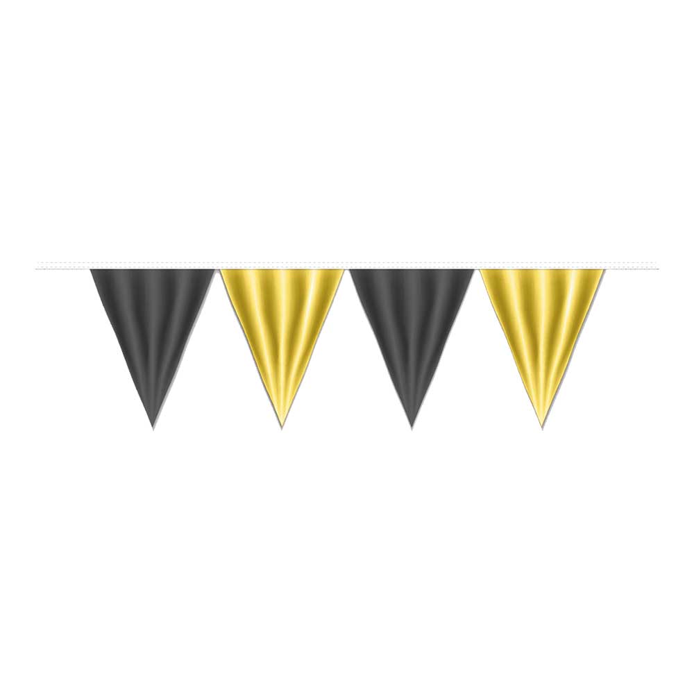 Pennants (Normal Duty) - Black & Yellow 100 Ft.