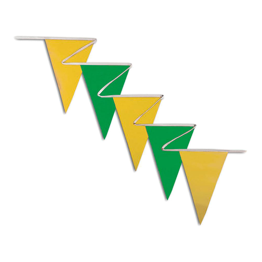 Pennants (Normal Duty) - Green & Yellow 100 Ft.
