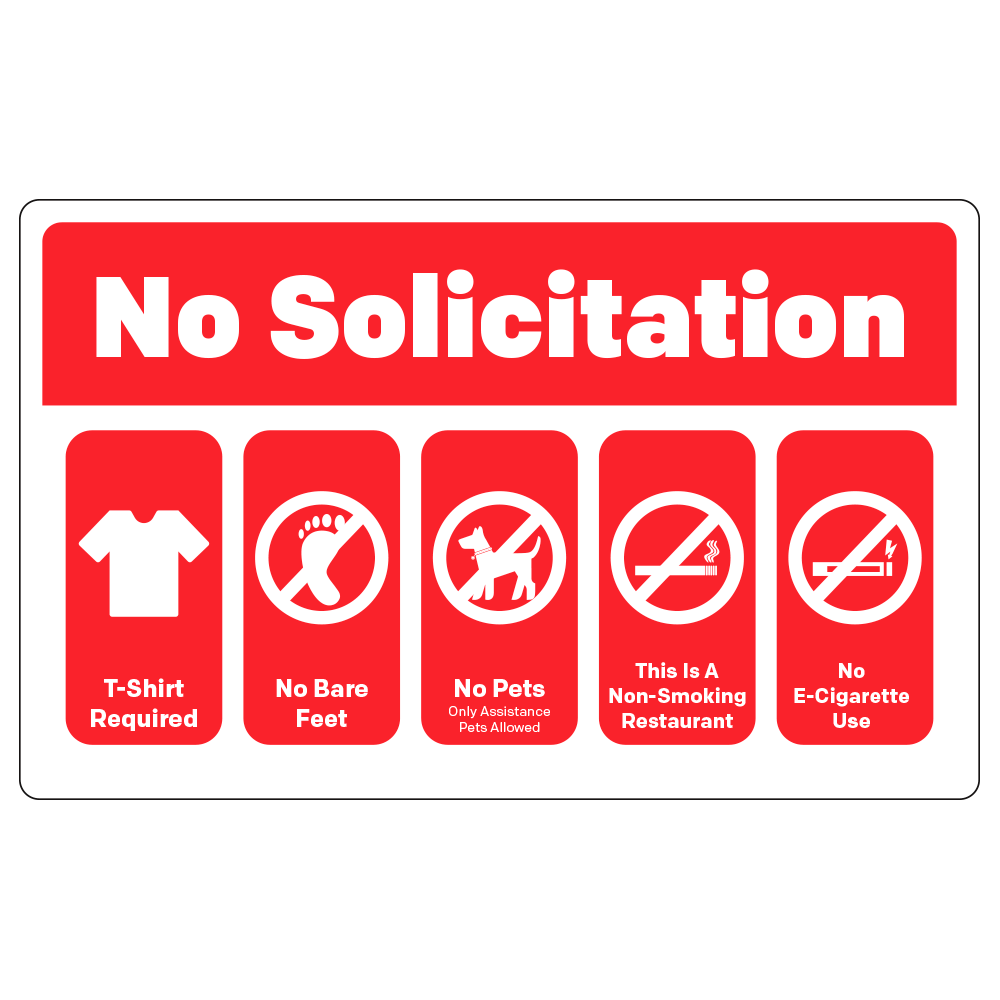 No Solicitation / Rules - Operational Decal 8 In. X 5 In.