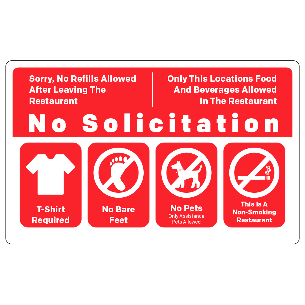No Solicitation / Rules - Operational Decal 8 In. X 5 In.