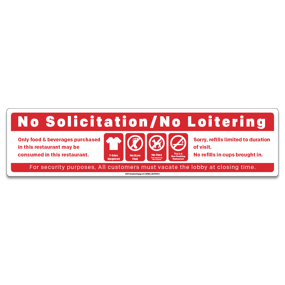 No Solicitation / Rules - Operational Decal 16 In. X 4 In.