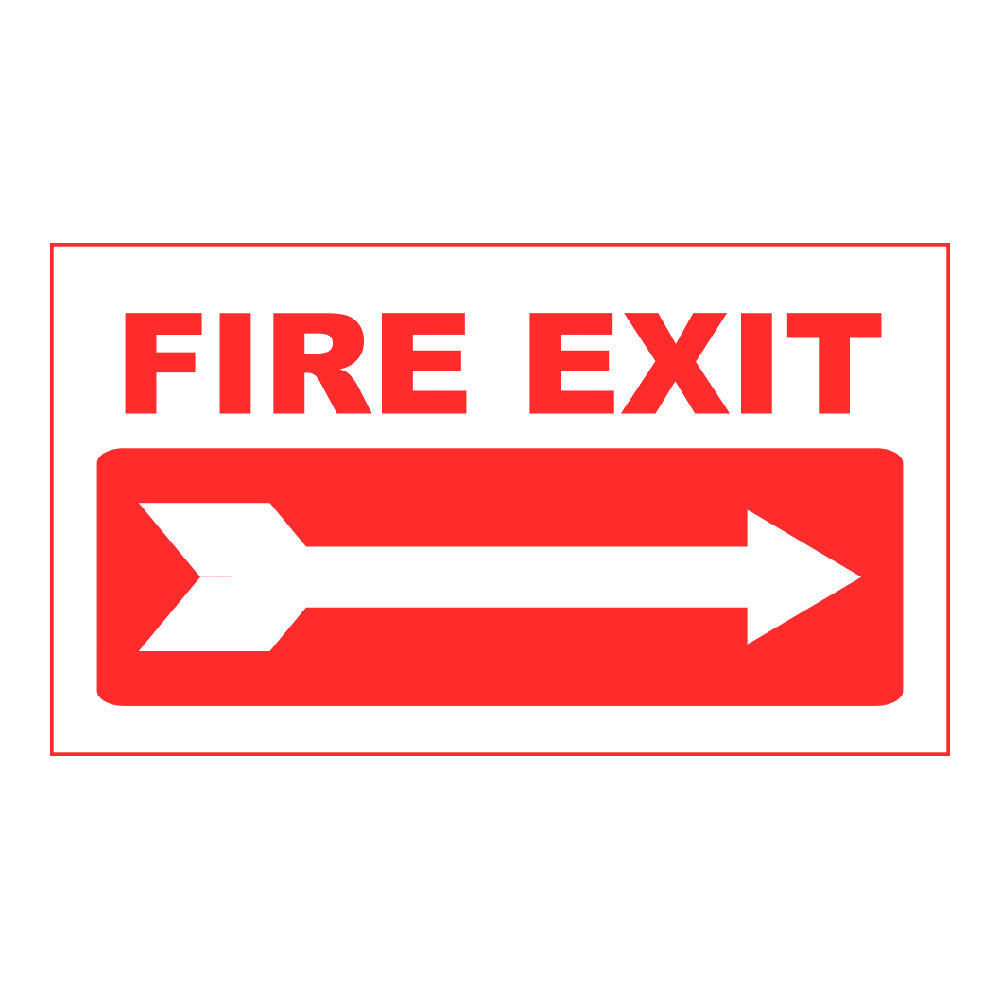 red fire exit right white arrow