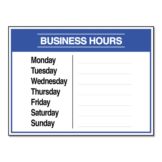 Business Hours with Number Sheet - Decal - 12 In. X 9 In.