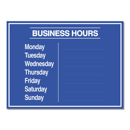 Business Hours with Numbers Sheet - Decal - 12 In. X 9 In.