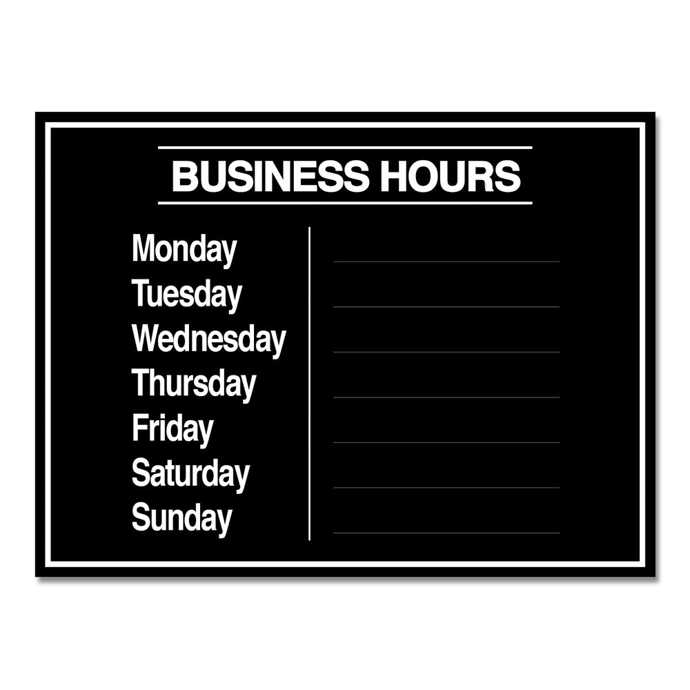 Business Hours with Numbers Sheet - Decal - 12 In. X 9 In.