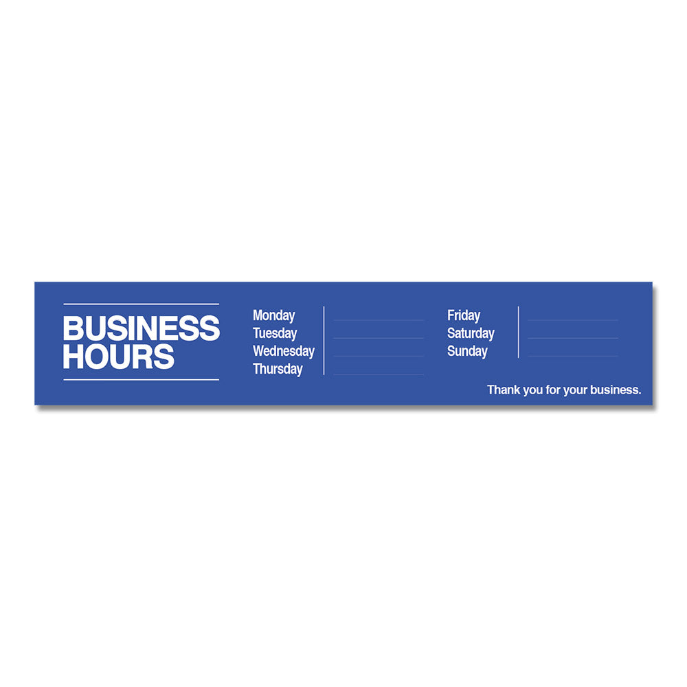 Business Hours with Number Sheet - Decal - 30 In. X 6 In.