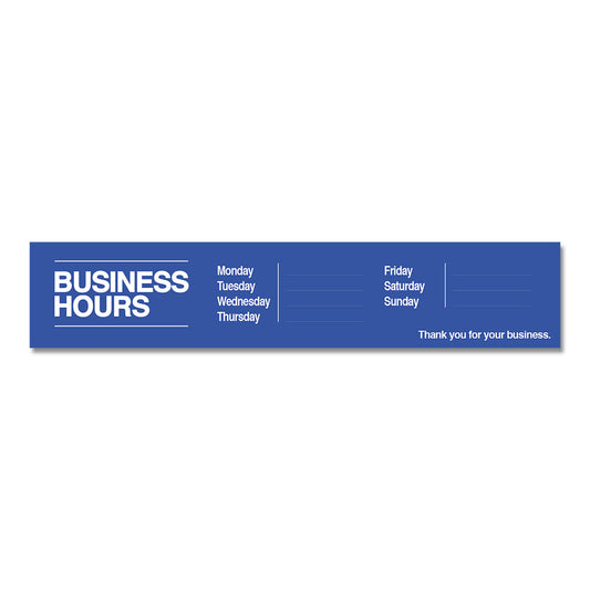 Business Hours with Number Sheet - Decal - 30 In. X 6 In.