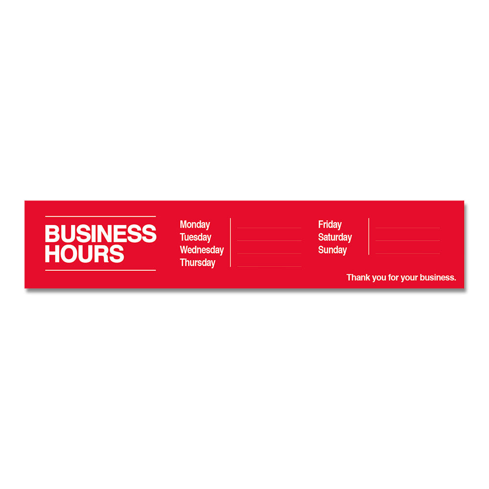 Business Hours with Number Sheet - Decal - 30 In. X 6 In.
