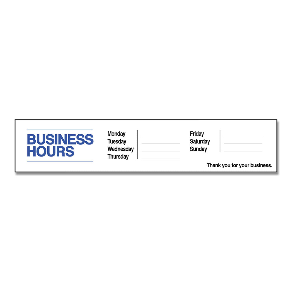 Business Hours with Numbers Sheet - Decal - 30 In. X 6 In.