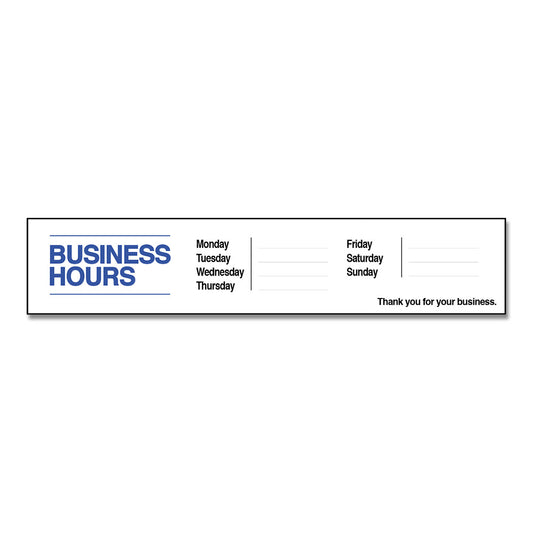 Business Hours with Numbers Sheet - Decal - 30 In. X 6 In.
