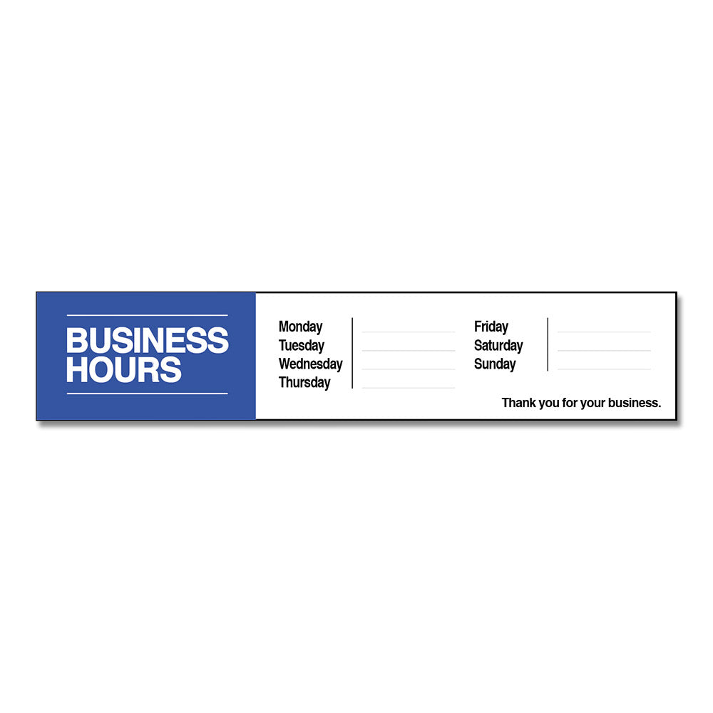 Business Hours with Number Sheet - Decal - 30 In. X 6 In.