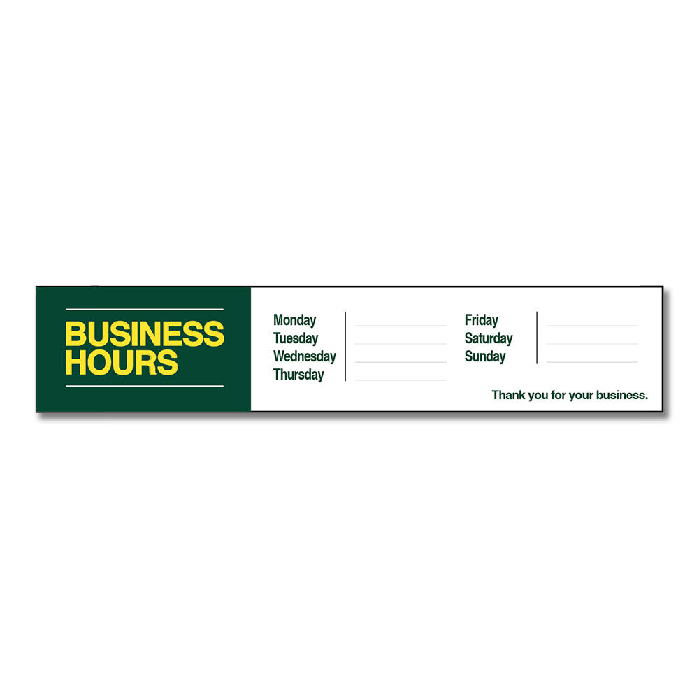 Business Hours with Number Sheet - Decal - 30 In. X 6 In.