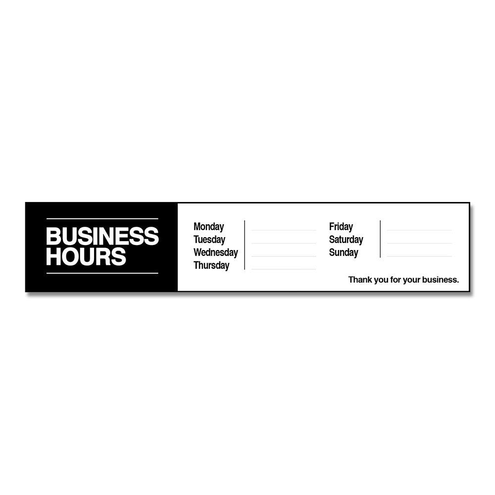 Business Hours with Number Sheet - Decal - 30 In. X 6 In.
