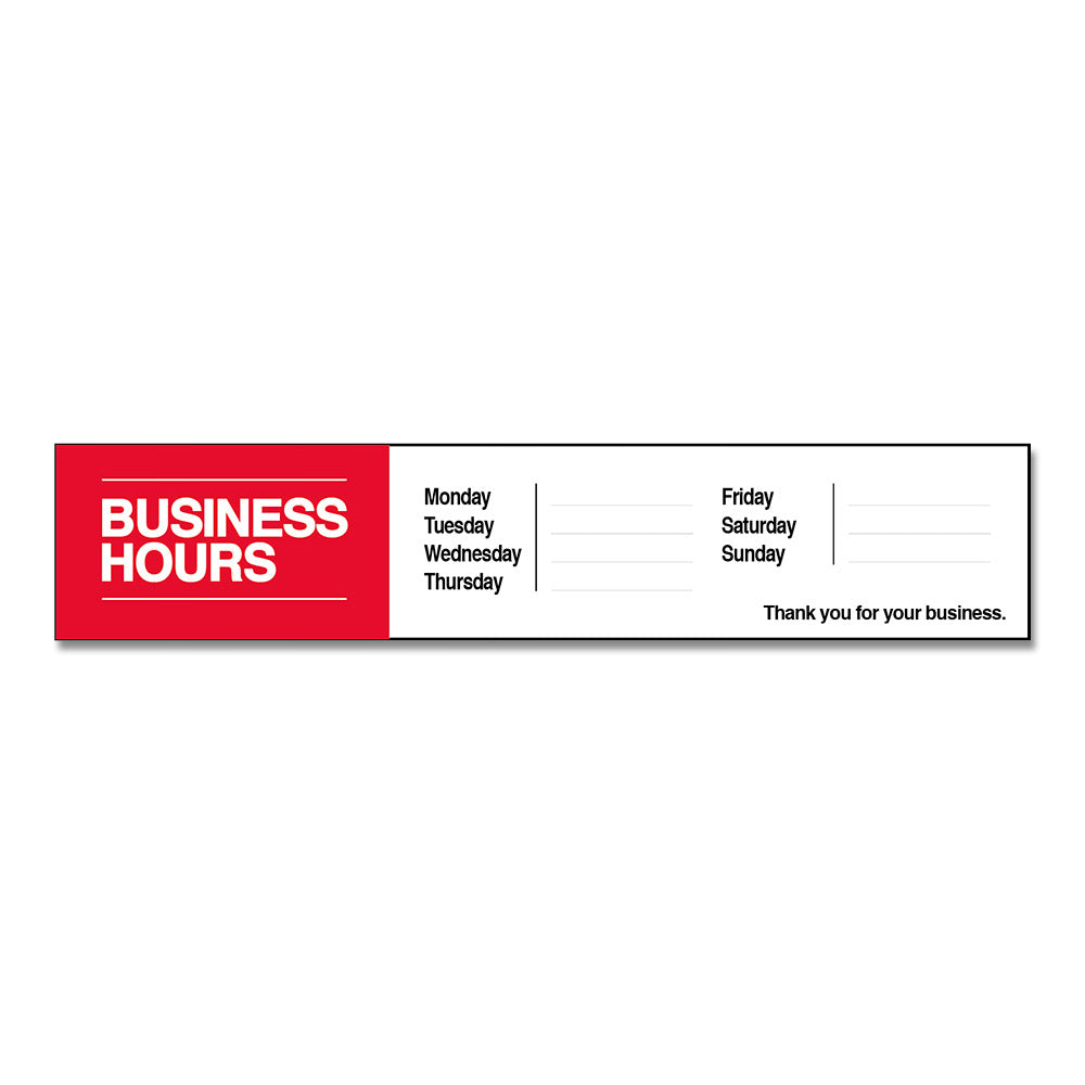 Business Hours with Number Sheet - Decal - 30 In. X 6 In.