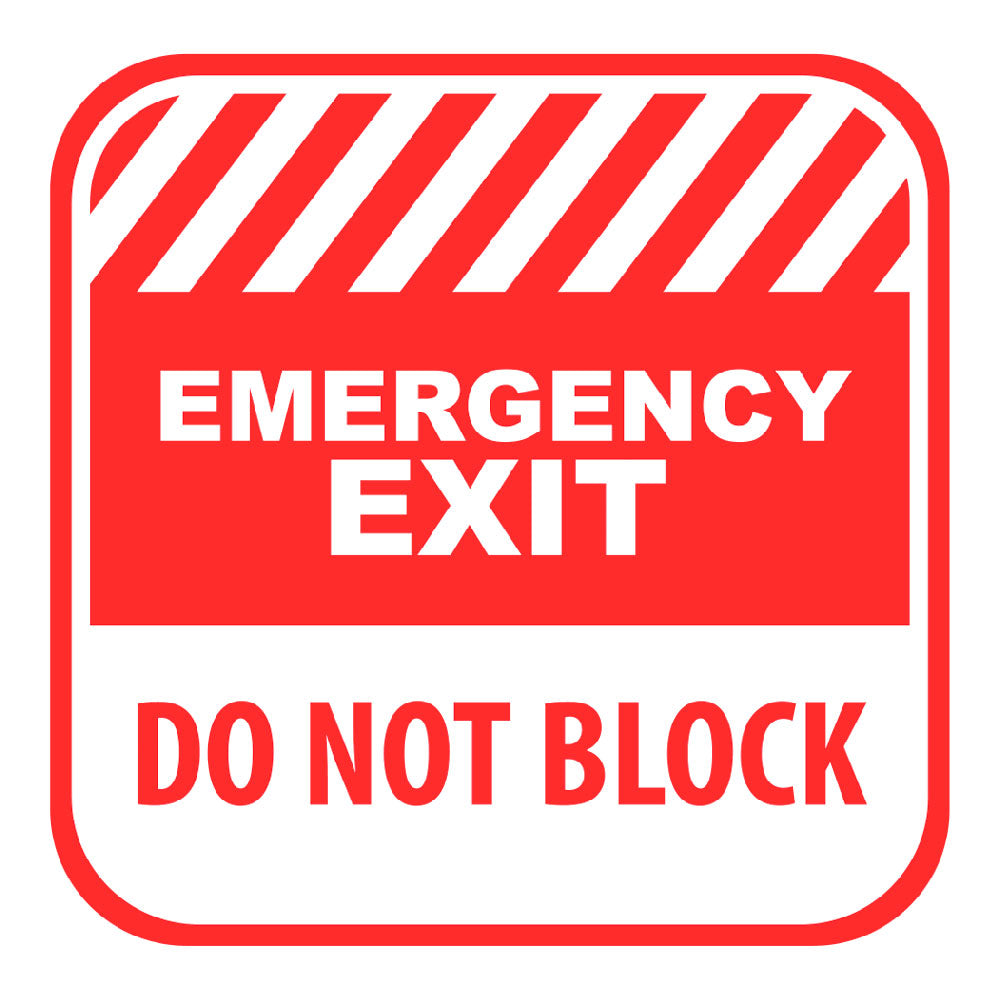 Red and white emergency exit only do not block sign