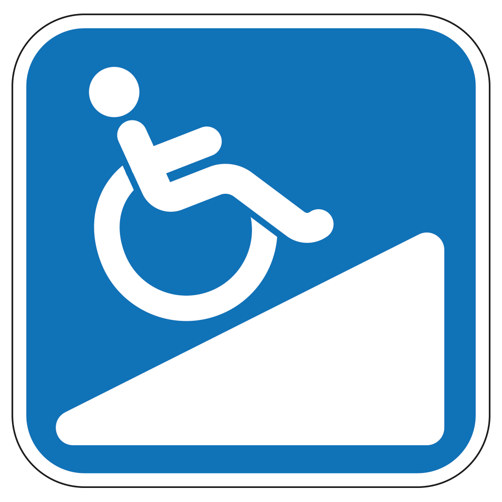 blue and white handicapped ramp logo